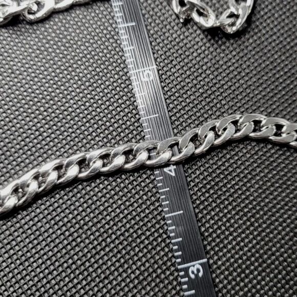 24" Titanium Steel Miami Cuban Flat Curb Link Chain w/ Lobster Claw Clasp - New - Picture 3 of 3